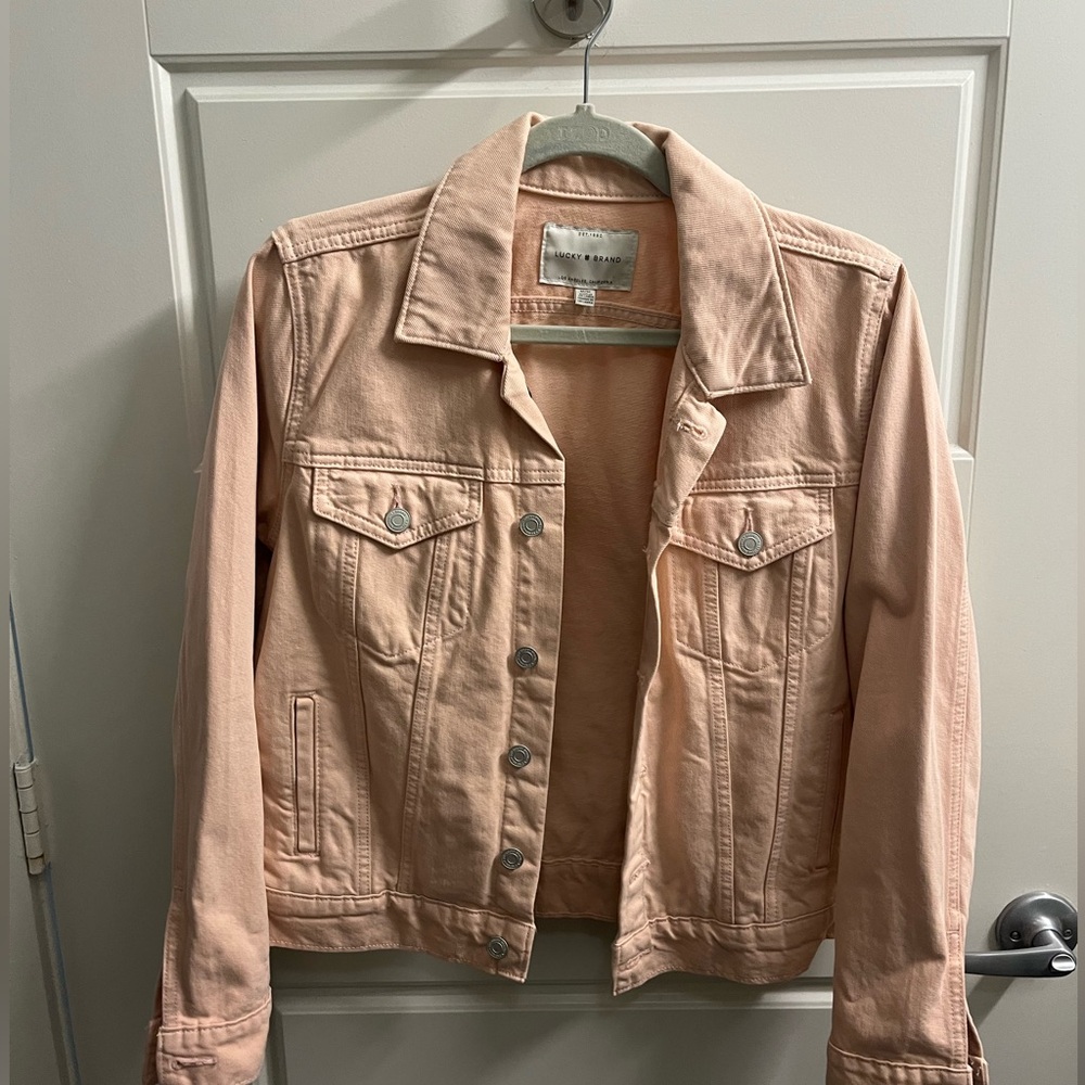 Lucky Brand Jacket The Tomboy Trucker Pink Denim Biker Womens Jacket